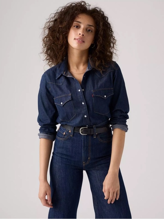 Levi's Tops - Levi’s Ultimate Western Denim Shirt Dark Wash Size Small Like New